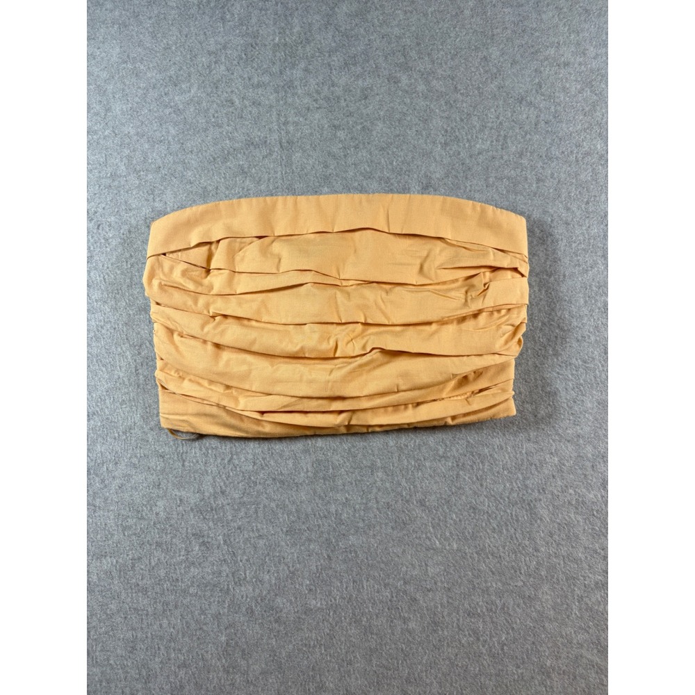 Abercrombie & Fitch | Orange Strapless Cotton Poplin Ruched Tube Top | XXS